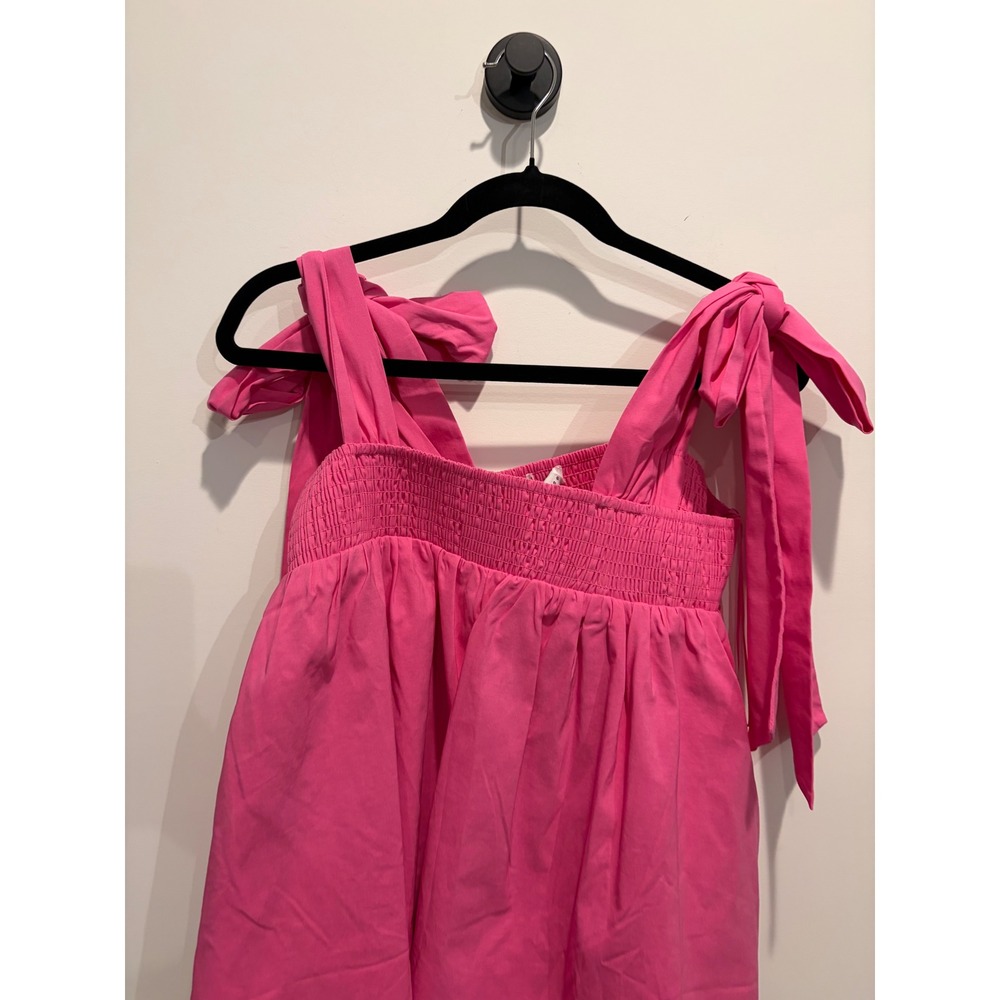Endless Rose Bow Tie Flounce Linen Top Pink Smocked Camisole HN706T Size S NEW - Picture 2 of 7